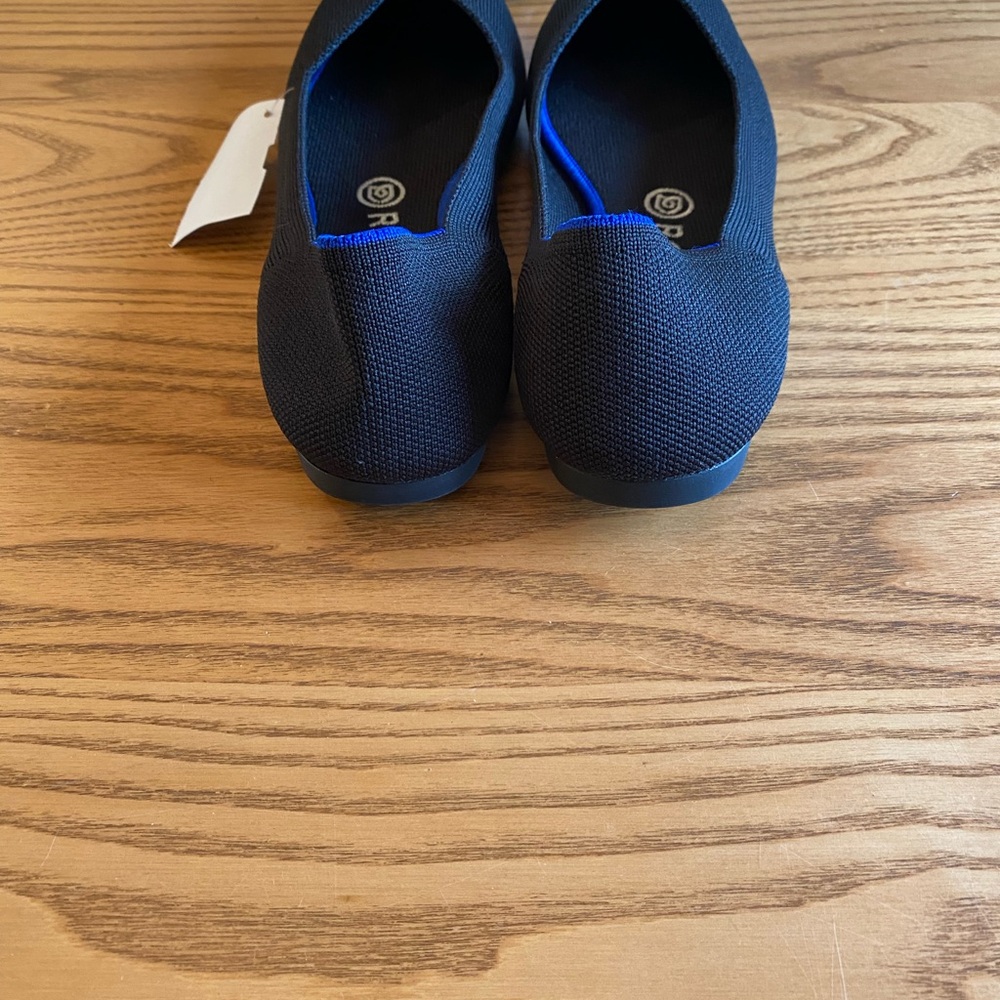 NWOT Rothy's Black Pointed Knit Flats with Blue Trim - Picture 4 of 5